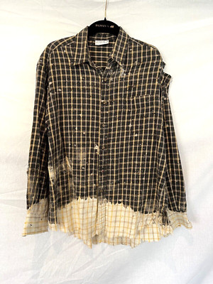 Totally Blown Vintage - Tie/Dip Dye Flannel Shirt with Gunshot Holes - Amiri/YSL-image