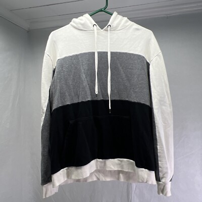 DIP Mens Size Large Hoodie Drawstring White Gray And Black EUC-image