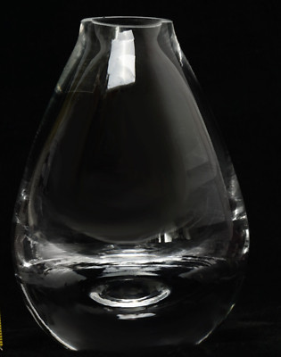 Handmade 4 Inch Teardrop Shaped Clear Crystal Bud Vase Vintage 1980s Art Glass-image