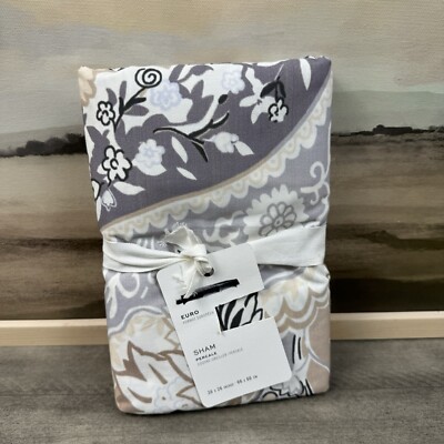 Pottery Barn Percale Euro Pillow Shams Set of 2 Warm Neutrals Multicolor NWOT-image