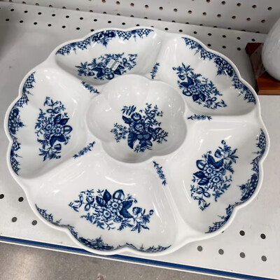 1997 Royal Worcester Hanbury Porcelain 1 Piece Vegetable & Dip Tray (13.5” dia.)-image