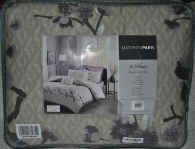 Madison Park 8 Piece Comforter  - Floral Purple/Taupe Cal King( 104