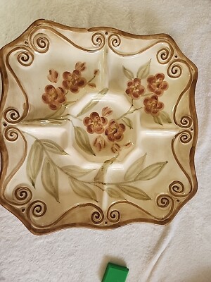 Whole Home. Orchid Garden. Large Snack Dip Platter 5 Sections. Dishwasher Safe-image