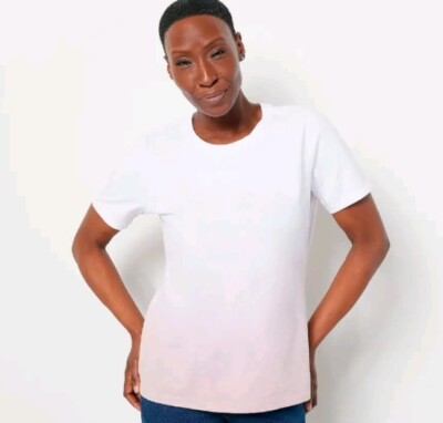 Denim & Co. Dip Dye Perfect Jersey Round Neck Knit Top Wood Rose.X-Large-image