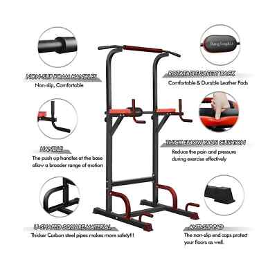 Power Tower Dip Station, Pull Up Bar Station & Multi-Function Gym Equipment F...-image