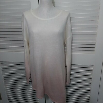 Two by Vince Camuto Womens Large Dip Dyed Asymmetrical Hem Sweater Pink Ombre-image
