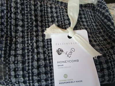 Pottery Barn Honeycomb euro blue midnight  euro sham New with tag-image