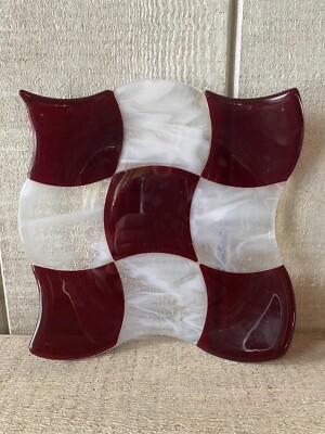 Claritas Studio Fused Art Glass Checkerboard Checked Plate 8