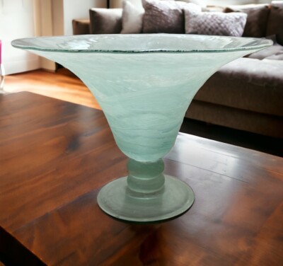 Vintage~Hand Blown~Studio Art Glass~Horn Shaped Vase~Translucent~Centerpiece~G2W-image