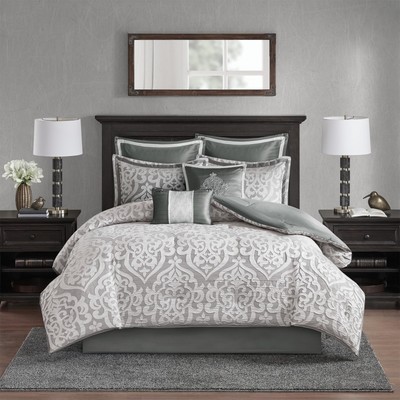 Madison Park Cozy Comforter Set Jacquard Damask Medallion Design - Modern All Se-image