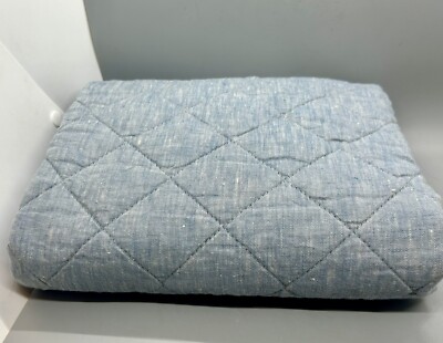 Pottery Barn Belgian Flax Linen Diamond Quilted Pillow Sham Euro, Chambray Blue-image