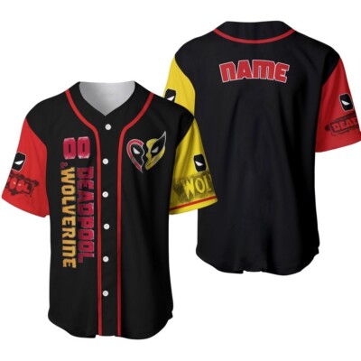 Custom Wolverine Deadpool Baseball Jersey, Heart Wolverine And Deadpool Baseball-image