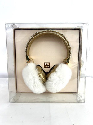 Bluetooth Headphones Pottery Barn Teen Faux Fur Beaded NIB-image