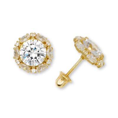 14K Yellow & White Gold Round Shaped Pretty Earrings for Women-image