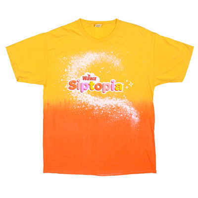 Wawa Siptopia Yellow Orange Dip Dye Tie Gradient T-Shirt Men's Size Large-image