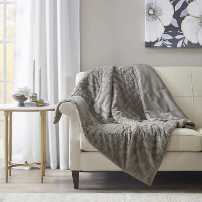 Madison Park Arctic Luxury Ultra Alternative Throw-50x60-Grey-image