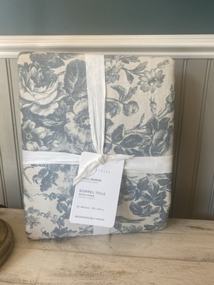 POTTERY BARN Sorrel Toile Duvet Cover-Full/Queen-Steel Blue-NWT-image