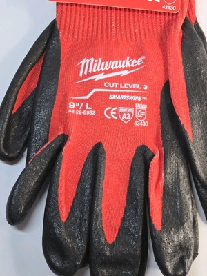 Milwaukee 48-22-8932 LARGE Red Nitrile Dipped Work Gloves, New-image