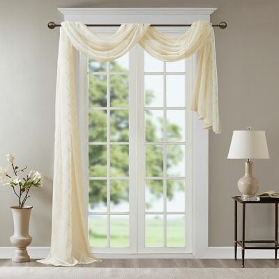 Madison Park Irina Diamond Sheer 216-Inch Window Scarf Valance in Ivory-image