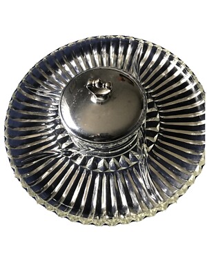 Large Glass Sections Serving Plate With Set In Dipping Bowl With Stainless Lid-image