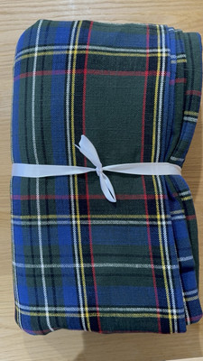 Pottery Barn Stewart Plaid Cotton  Duvet KING & 1 Euro Sham Green Multi READ-image