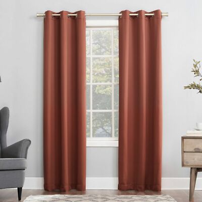 Sun Zero Kenneth Energy Saving 1 Single Curtain Panel RUST COLOR Size 95x40