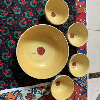 Pottery Barn Ice Cream Serving Bowl Ceramic Center Peice 10