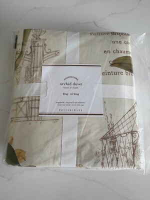 New~Pottery Barn Rare Orchid Pattern Duvet Cover - King with  matching Shams-image