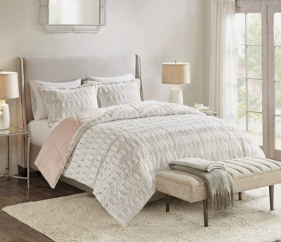 3-Piece King / Cal King Long Margot Print Long Faux Fur Comforter Mini Set Blush-image