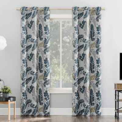 Sun Zero Alamea Botanical Print 2 Pack Total Blackout Grommet Curtain 40