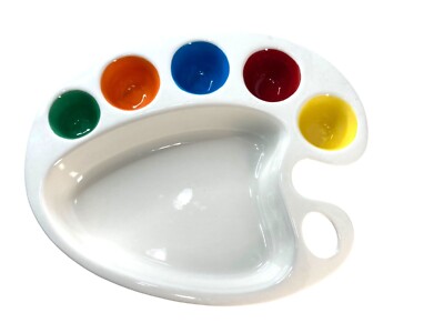 Ceramic Party Serving Tray Platter Paint Palette Chips & Dip by Blanc De Blanc-image