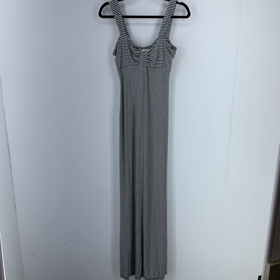 Max Studio Small Maxi Dress Sweetheart Neck Black White Stripes Beach Boho-image