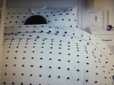 Pottery Barn Teen Tufted Dot Twin Teen Duvet Cover NWT B/W SHam-image