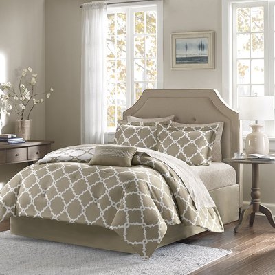 Madison Park MPE10-128 Essentials Merritt Complete Bed & Sheet Set Full Taupe,Fu-image