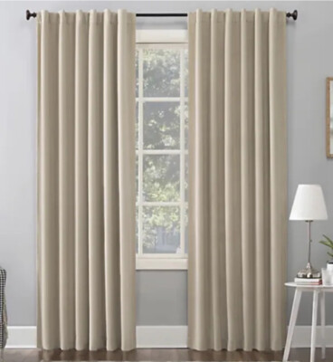 Sun Zero Lightenberg Blackout Curtain 50” X 84” Beige  (2 Panels)-image