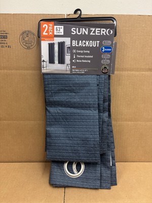 Sun Zero 2-Pack Blackout 63” x 40” Arlo Navy Grommet Panels Energy Saving-image