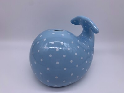 Pottery Barn Kids Whale Coin Bank-Blue with White Polka Dots Jan 2010 Retired-image