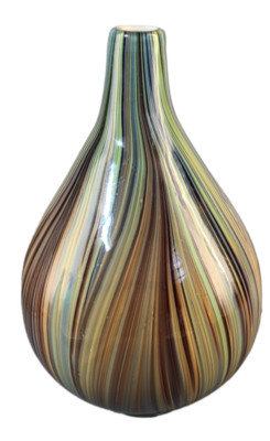 Murano Hand Blown Cashed Studio Art Glass Pear Shaped Multi Color Vase 14.5''-image