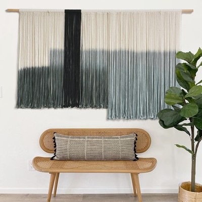 Macrame Wall Hanging Large Dip Dye Tapestry Fiber Wall Art Living Room-image
