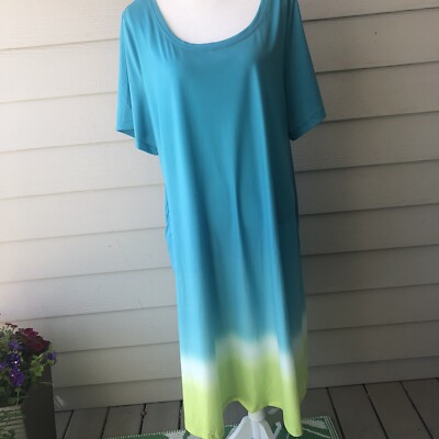 NWT Catherines Shirt Dress Womens Plus Size 2x Dip Tie Dye Pockets L24-image