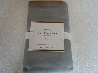 2 Pottery Barn Tailored Linen king shams smoke  New-image