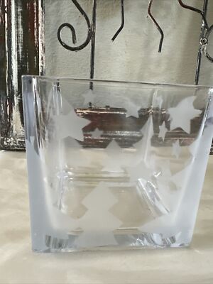 Studio Nova Frosted Glass Christmas Winter Frost Candle Holder 4.5” Square-image