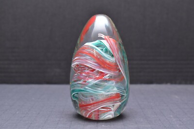 Beautiful Egg Shaped David Lindsay Studio Art Glass Paperweight SIGNED -image