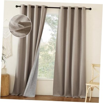  Linen 100% Blackout Linen Curtains 90 inches Length for Bedroom, 2 Panels, -image