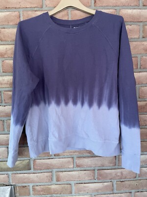 Athleta Women’s Size Large Blue Ombre Dip Dye Long Sleeve Pullover Top-image