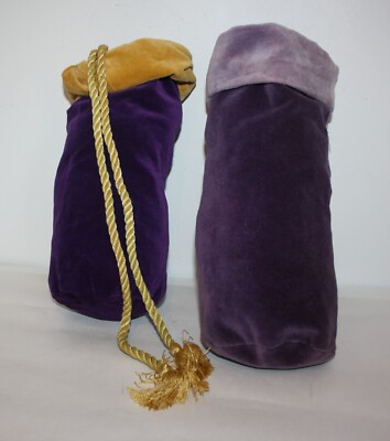 Pottery Barn Velvet Reversible Wine Gift Bag Pouches Set of 2-image