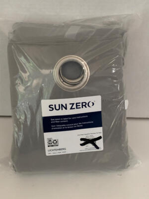 Sun Zero Room Darkening 84-Inch Grommet Top Curtain Panel with Wand in Gray-image