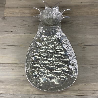 Beatriz Ball Polished Aluminum Garden Pineapple Chip And Dip Server Large-image