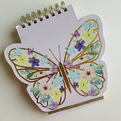 Butterfly Shaped Notepad Sketch Journal Spiral Bound Blank Pages 8x7.5” Whimsy-image