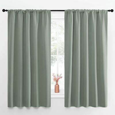 Window Curtains Blackout Drapes Thermal Insulated Solid Rod Pocket Blackout Curt-image